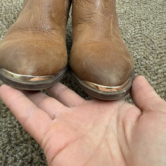 Franco Sarto Bushwick Women's 8.5M Bootie Brown Leather Cowgirl Ankle Boots - Picture 5 of 15